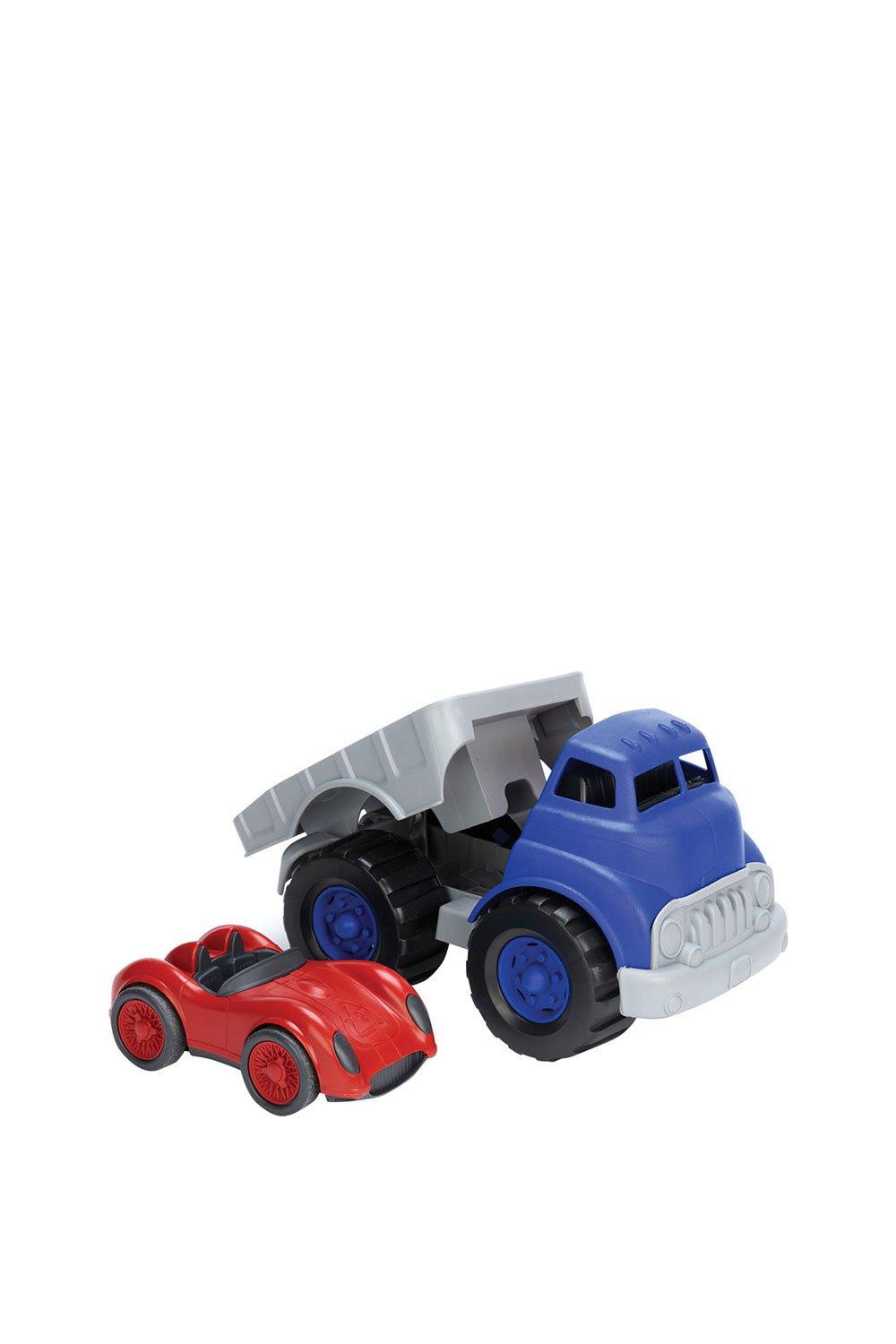 Green Toys Flatbed Truck & Race Car|dark blue